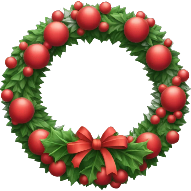 Christmas wreath with red now  emoji