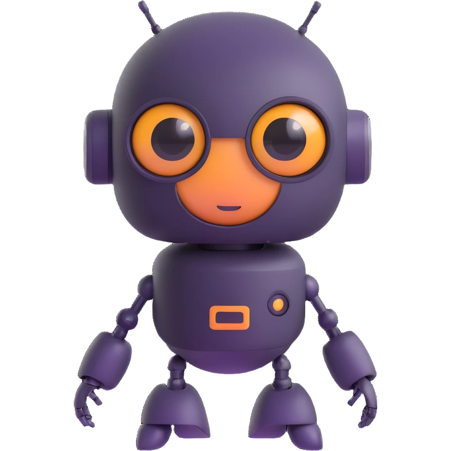 adorable AI robot with big eyes emoji