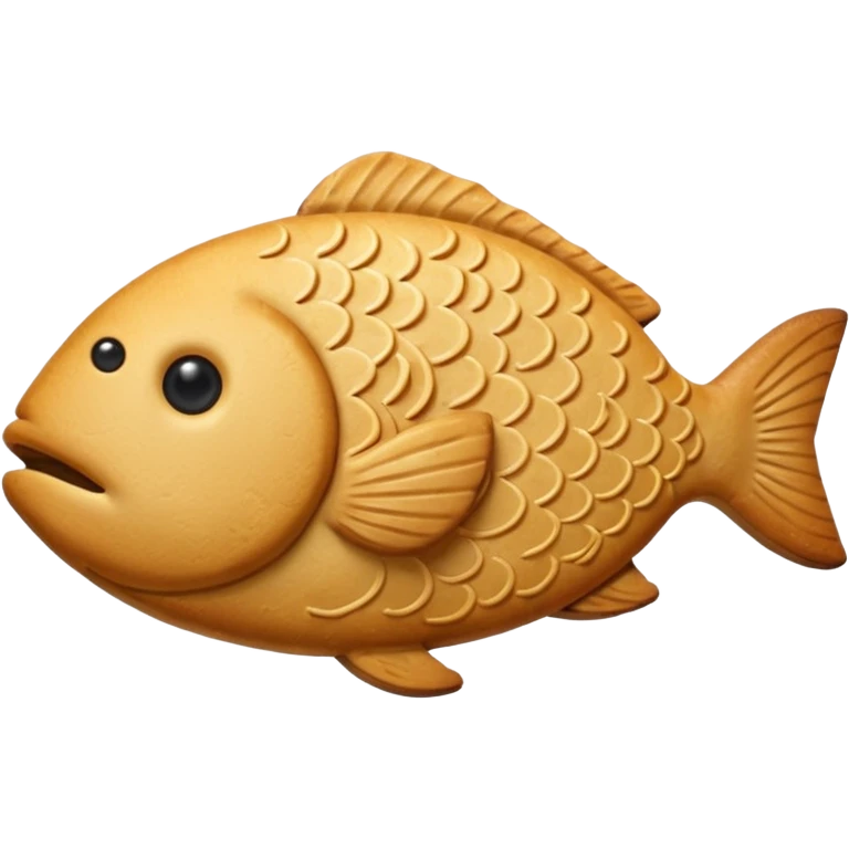 fish-shaped cookie, golden brown baked texture, no eyes, shape like a toy emoji