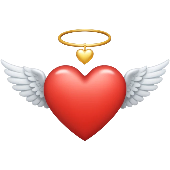 heart with an angel halo above it and angel wings emoji
