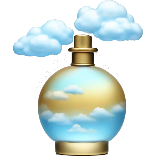 blue sky perfume bottle with white cloud holder emoji