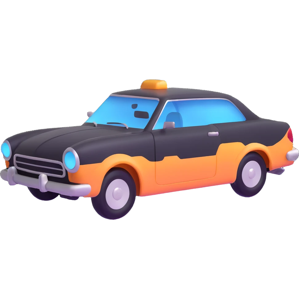 Make the transparent film stand out, floating and partially off the car, to show the application process, elegant 3D style emoji