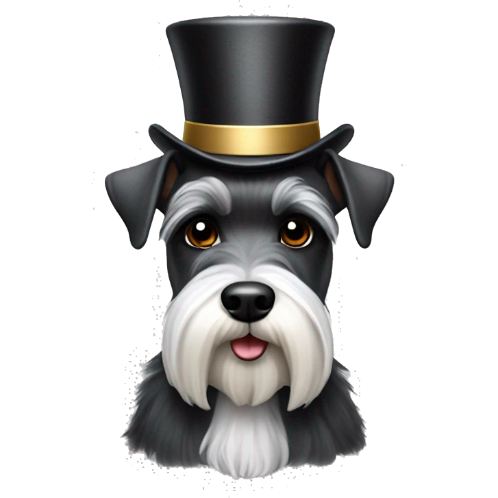 Schnauzer with a fancy top hat  emoji