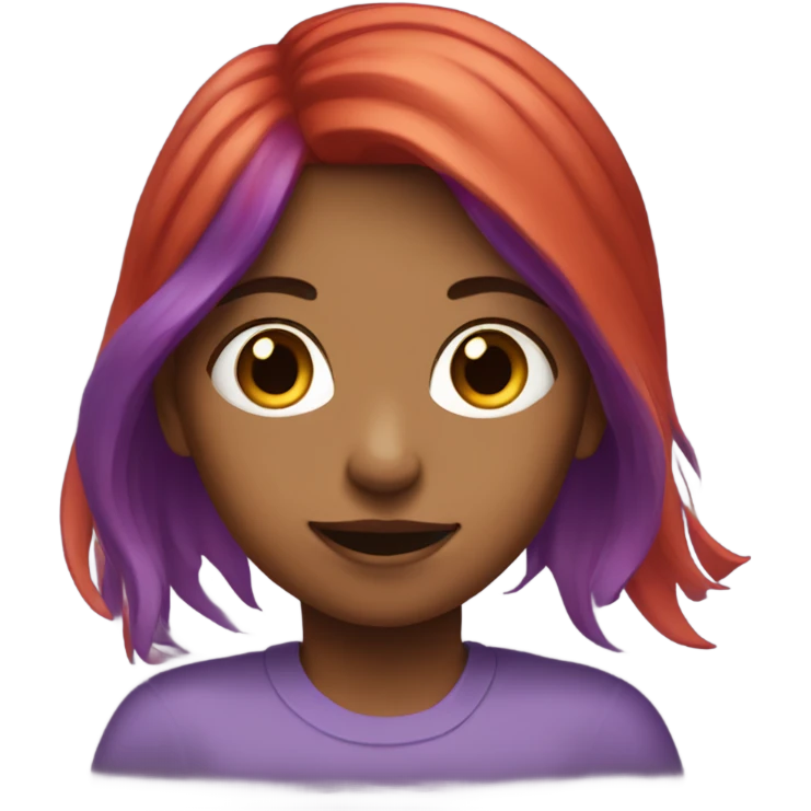 A Girl with purple and red hair, doing something  emoji