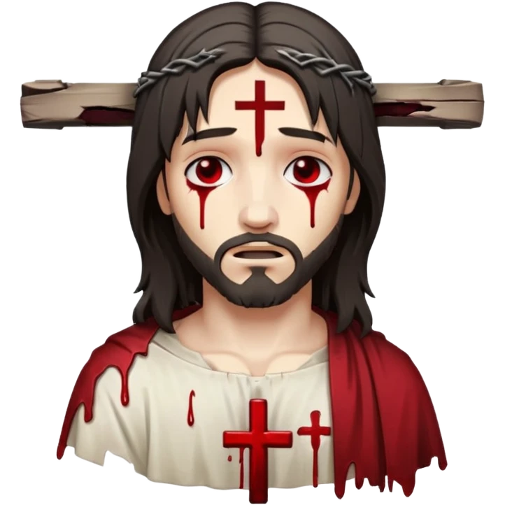 jesus-body-on-the-cross, emo hair emoji