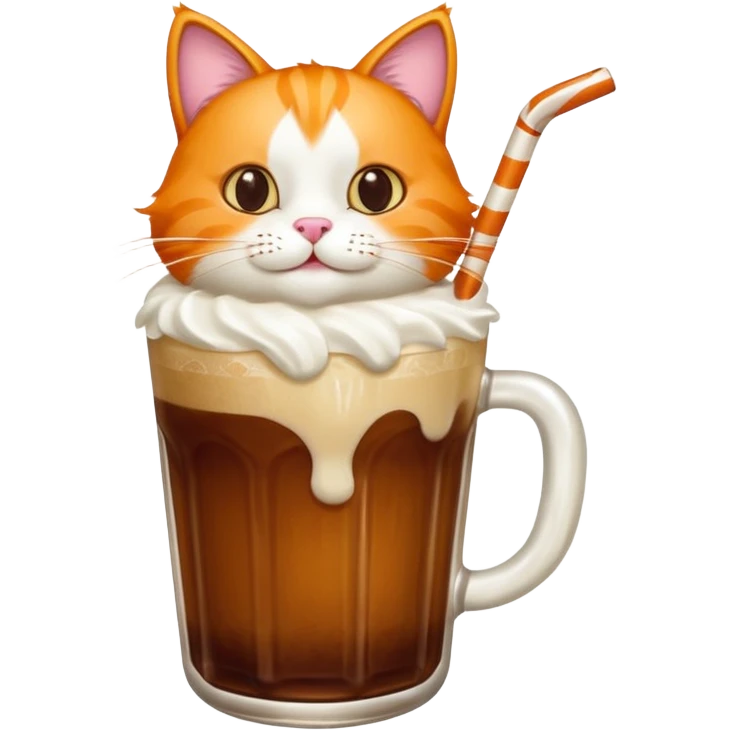 orange cat with root beer float emoji