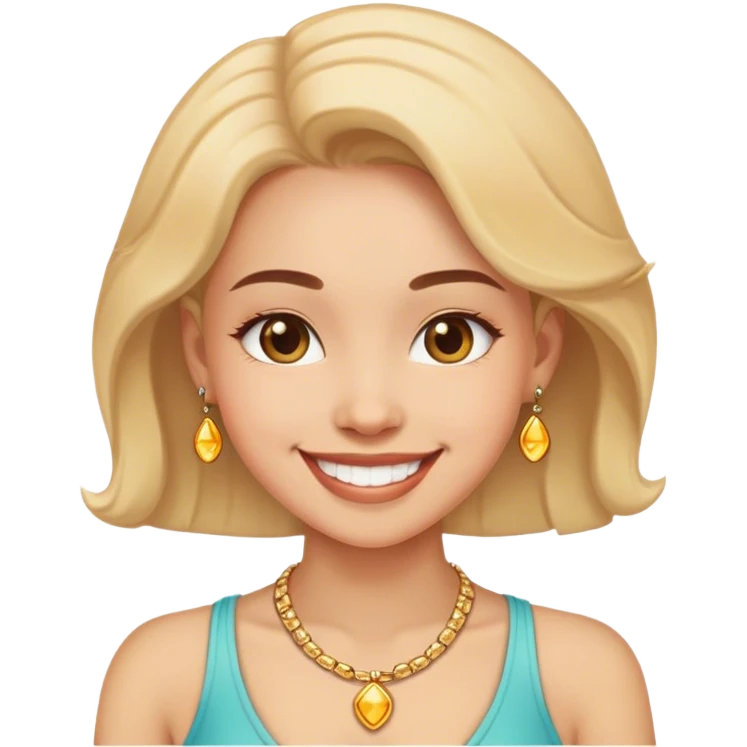 smiling girl with necklace emoji