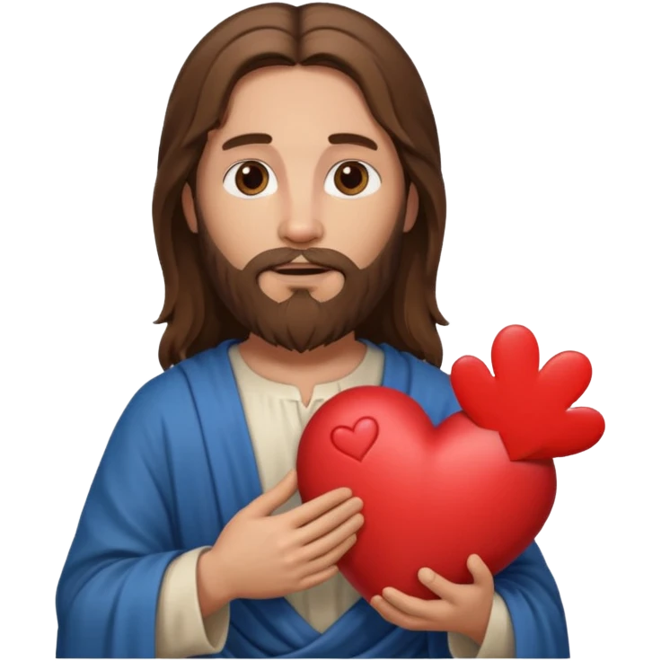 jesus holding a heart emoji