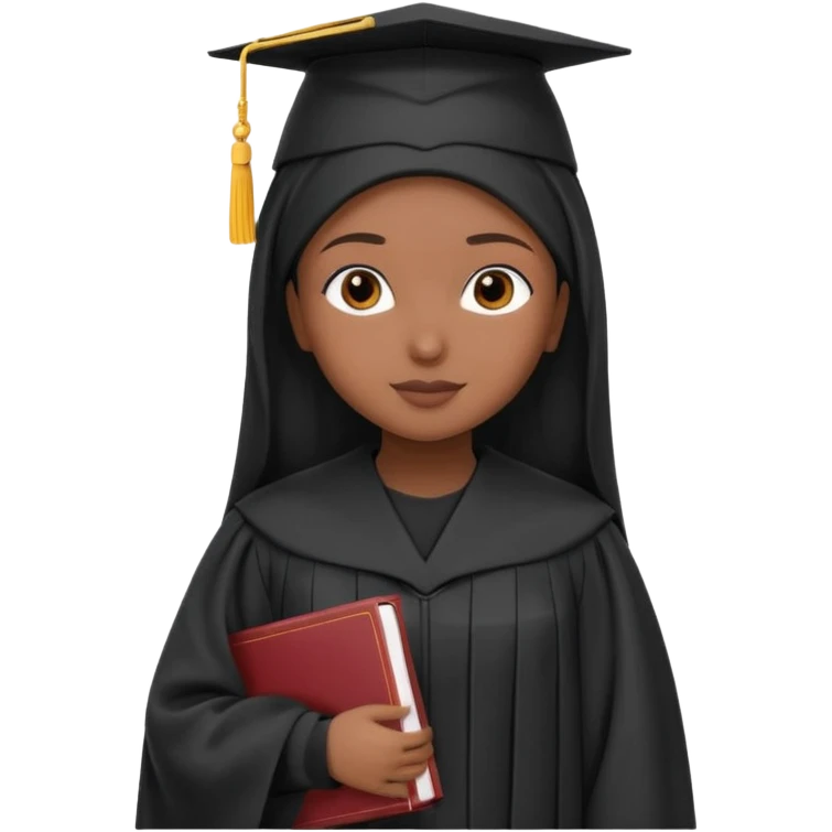 Muslim girl wearing black abaya and hijab in graduation gown and hat back side view  emoji
