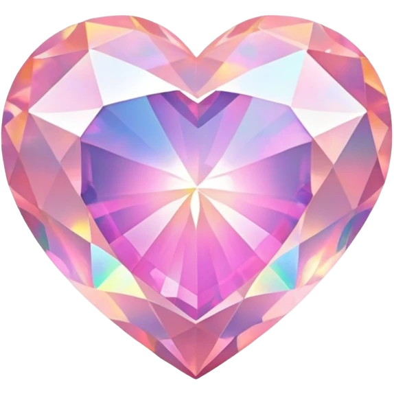 Faceted heart-shaped pink fire opal with holographic flashes and iridescent shine emoji