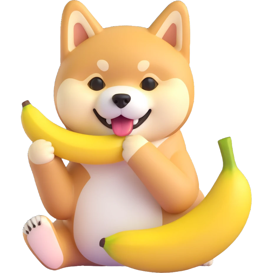 shiba inu eating banana emoji