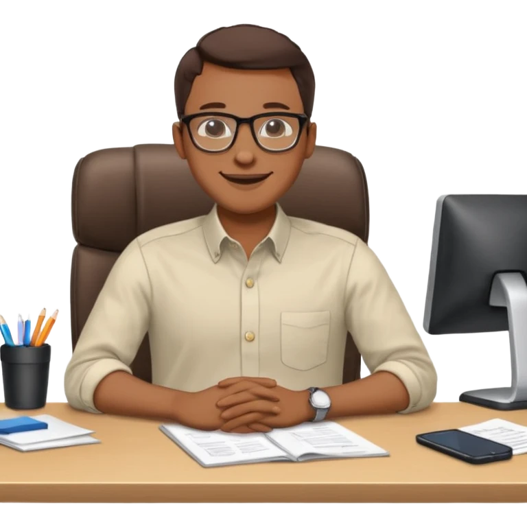 Feeling relaxed and happy at office emoji