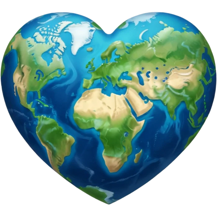 heart-shaped Earth in blue and green colors emoji