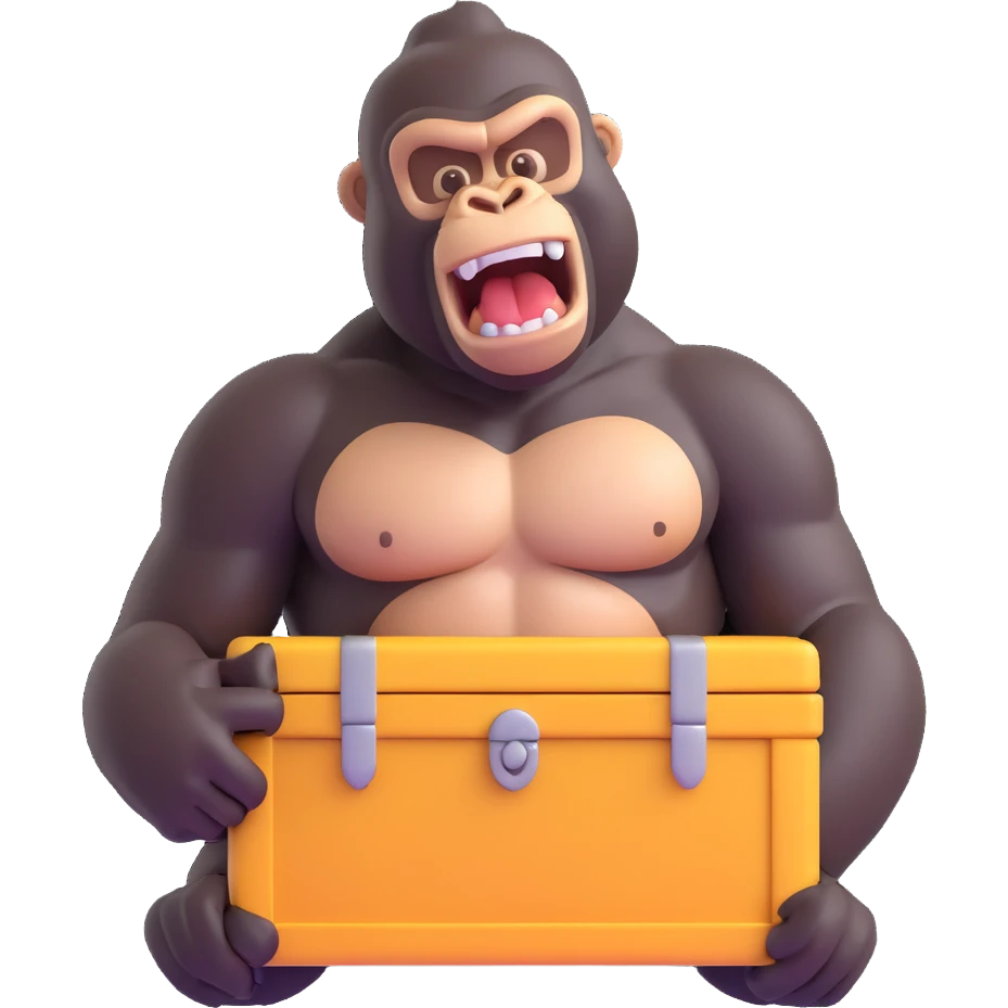 gorilla beating chest, 3D emoji style, soft shading, lively and expressive, suitable for app icon emoji