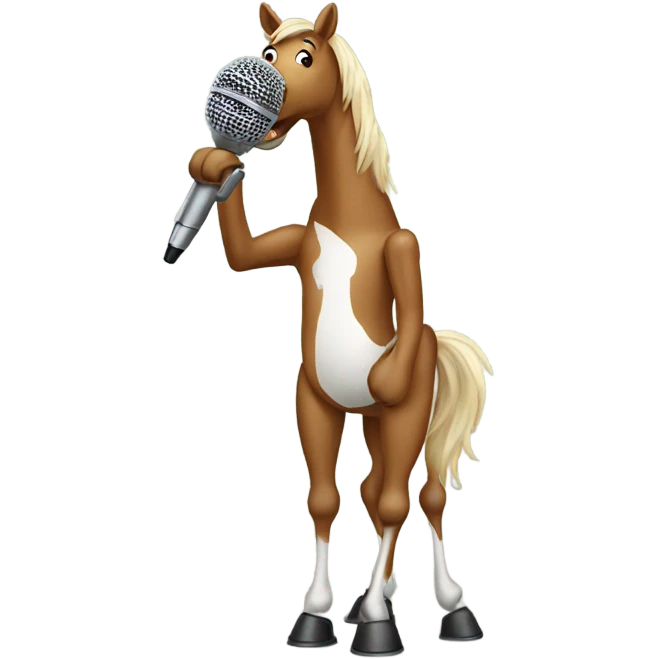 Horse singing into microphone  emoji