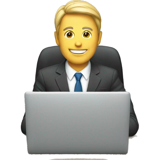 businessman on computer emoji