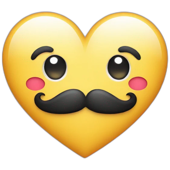 Heart with moustache emoji