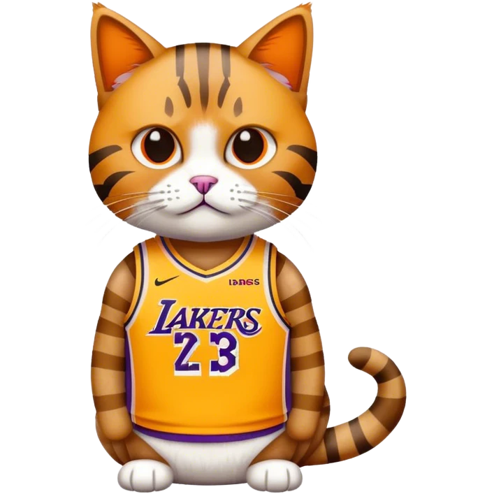 cat wearing lakers lebron james jersey emoji