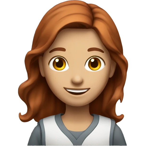 medium student reddish brown hair big smile emoji