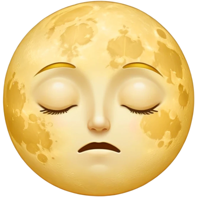 full yellow moon with sleepy drowsy face with closed eyes emoji