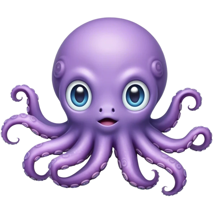 Meme-Worthy Floating Baby Octopus Portrait Emoji, Drifting gracefully in the water with soft, curled tentacles and a dreamy, weightless posture, showcasing a smooth, rounded light blue-purple body with mesmerizingly large, gentle eyes gazing into the abyss, Simplified yet poetically expressive features, highly detailed, glowing with a soft, celestial marine glow, high shine, quiet and mystical, stylized with an air of deep-sea serenity, soft glowing outline, capturing the essence of a tiny, peaceful cephalopod floating endlessly in the infinite beauty of the ocean depths! emoji