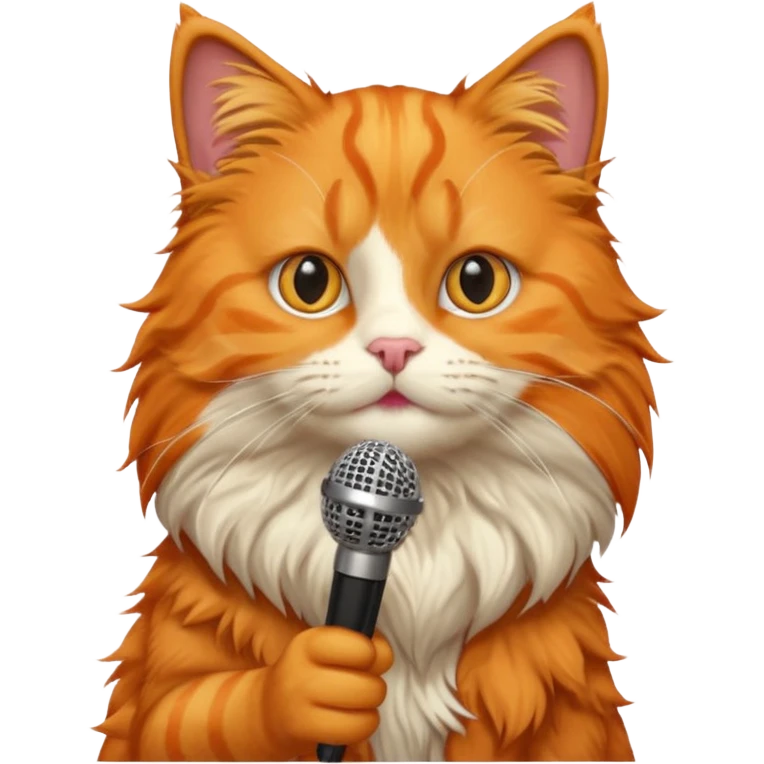 orange cat holding microphone emoji