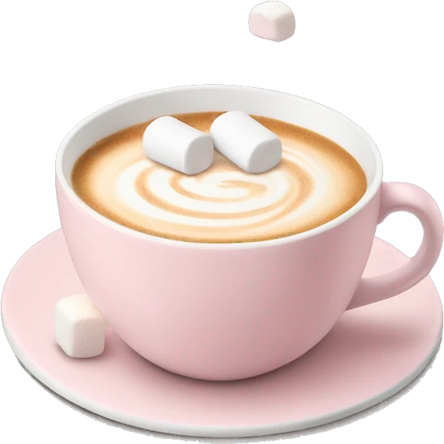 Light Pink mug of latte with marshmallows  emoji