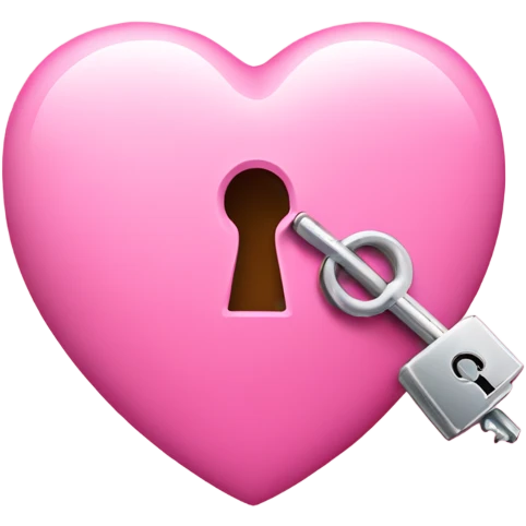 pink heart-shaped lock and key emoji