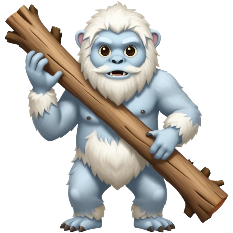 yeti, carrying a big wood emoji