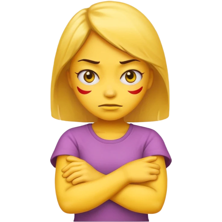 yellow emoji with mad face and arms crossed girl emoji