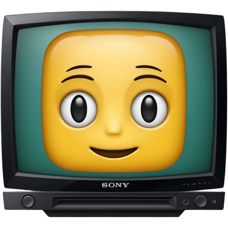 старый черный телевизор Sony с ярко зеленым пиксельным экраном  emoji