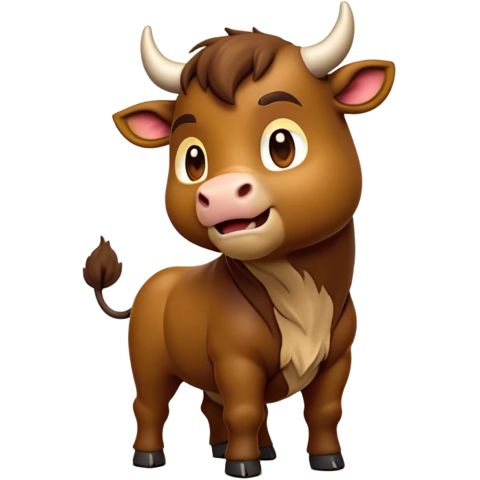 cinematic-[brown bull]-realistic-full-body-standing-emoji,-tail-flicking-lazily,-head-tilted-dramatically,-sleek-[brown]-fur,-simplified-yet-realistic-focused-features,-highly-detailed,-glowing-with-an-almost-sarcastic-glow emoji