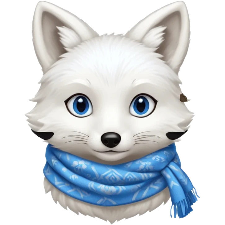 a white fox with blue eyes wearing a blue scarf emoji