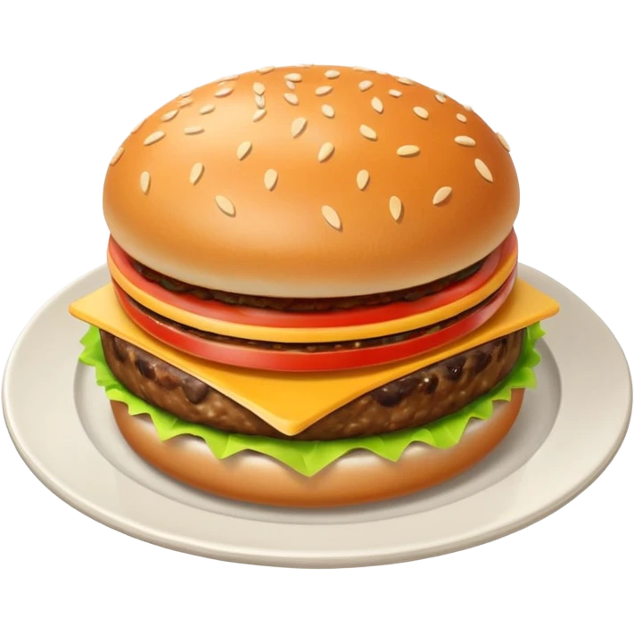 Draw a hamburger on a plate, isometric camera with a High-Angle Shot emoji