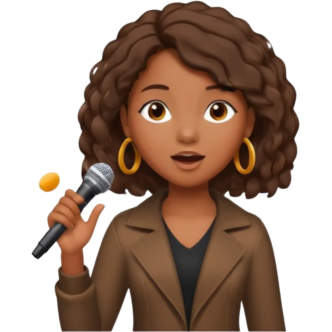 African American girl singing with microphone in her hand Abe music notes everywhere floating around emoji