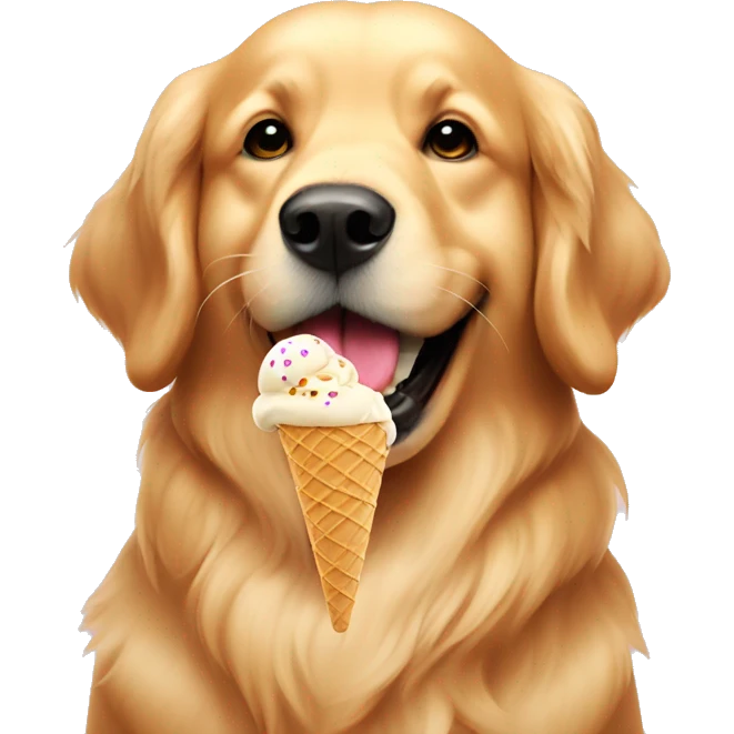 golden retriever eating ice cream  emoji