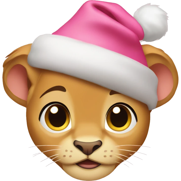 Baby Nala from Lion King wearing Pink Santa Hat emoji