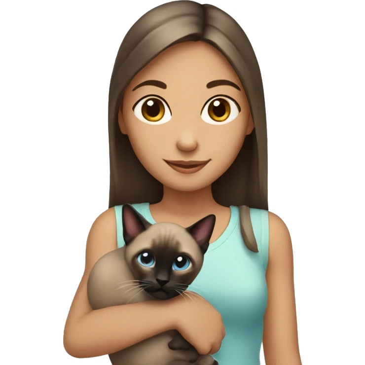 Girl holding Siamese cat emoji