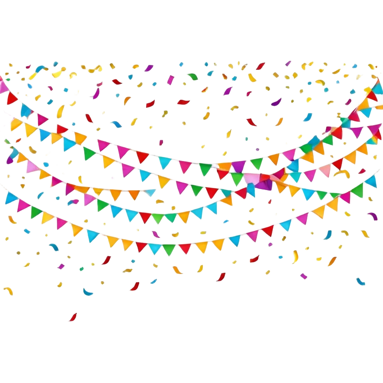 colorful celebration banner with confetti emoji
