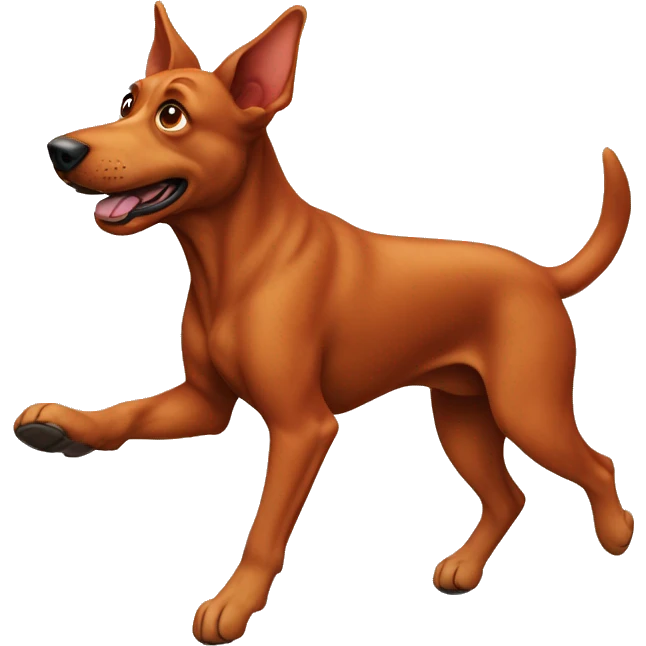 realistic solid red dog with pointed ears running emoji