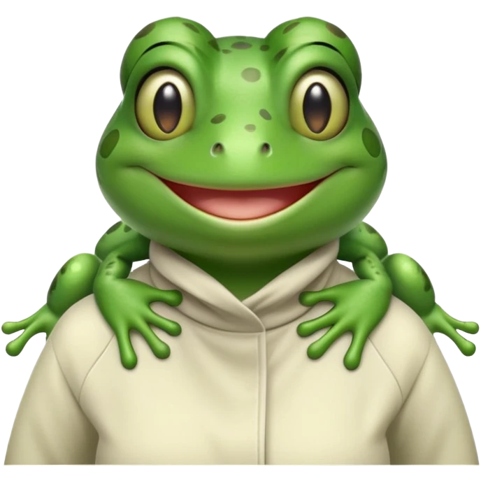 smiling female frog character in casual clothes upright pose emoji