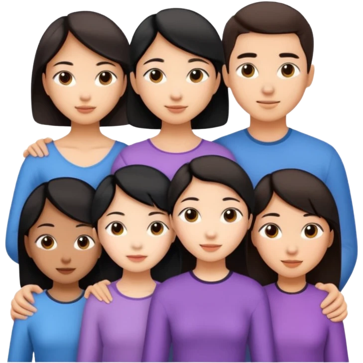 Friendship - relationship of mutual affection between people -  girls and a boy of various races with at least one asian girl. Show their necks, and shoulders please emoji