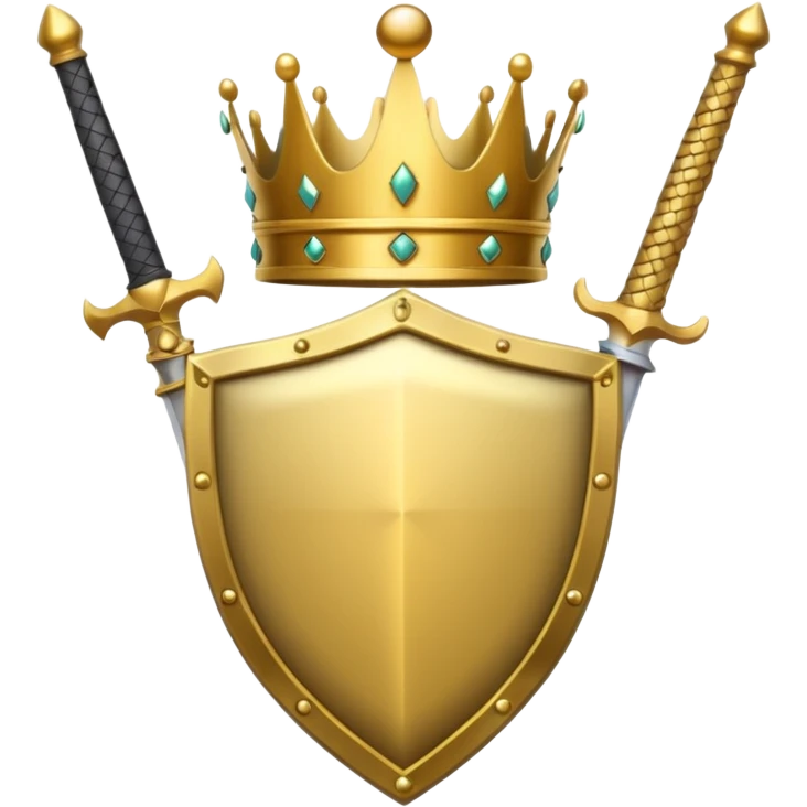 Powerful emoji with only sword, shield and crown emoji