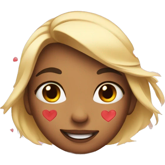 girl blushing with hearts floating emoji