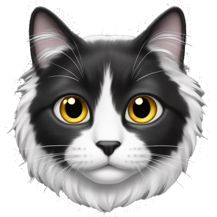black and white cat long haired emoji