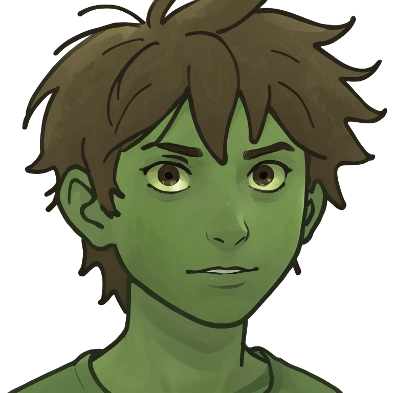 a teen boy with brown messy hair and brown eyes emoji