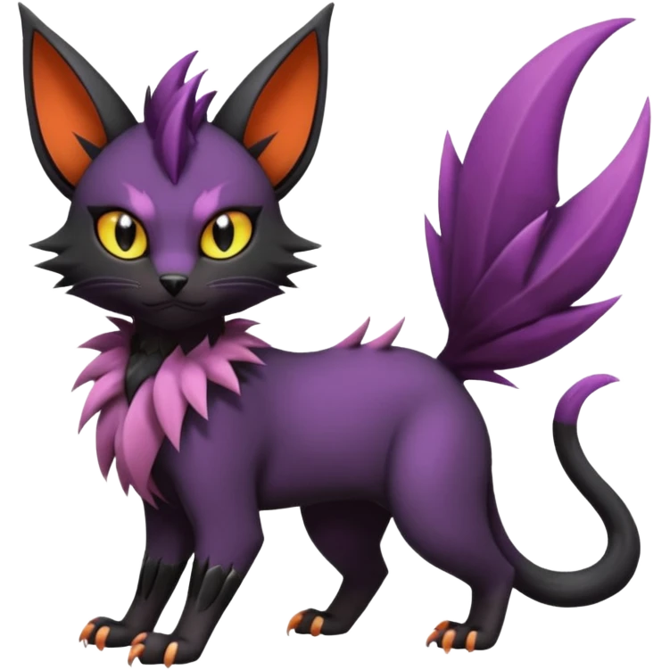 Black edgy cute Noivern-Noibat-Purloin-Torracat-Lykoi-Caracal-cat-Fakemon-fusion-hybrid-creature emoji