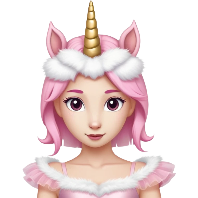 anthropomorphised female unicorn ballerina, head and shoulders, straight on, relaxed pose emoji