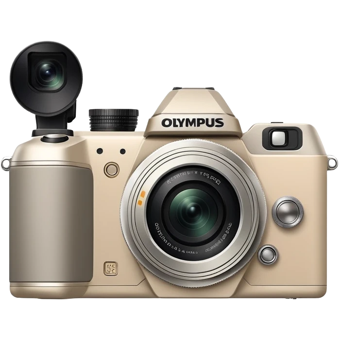 Extremely abstract Olympus Superzoom 70G camera, grayish-beige color, just the silhouette outline with no internal details emoji