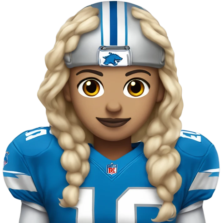 Dirty blonde white 17 year old in Detroit lions jersey  emoji